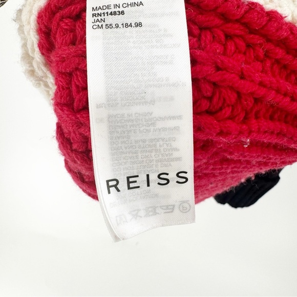 ✅ Reiss Jan Colorblock Mixed Cable Knit Turtleneck Sweater Cream, Black & Red XS - Picture 6 of 11